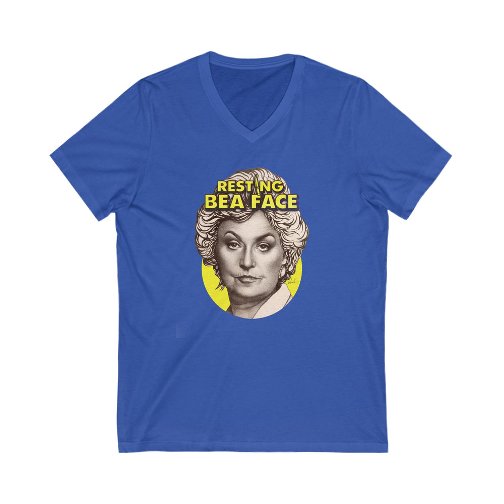 RESTING BEA FACE [US-Printed] - Unisex Jersey Short Sleeve V-Neck Tee