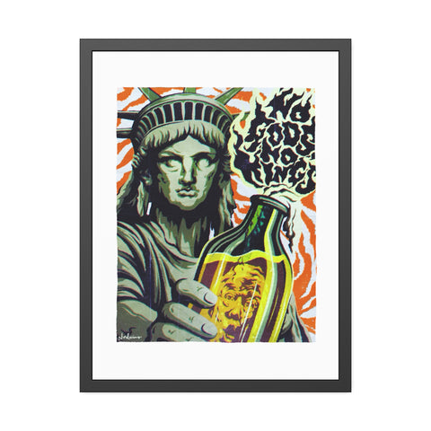 NO GODS, NO KINGS [Coloured-BG] - Framed Paper Posters
