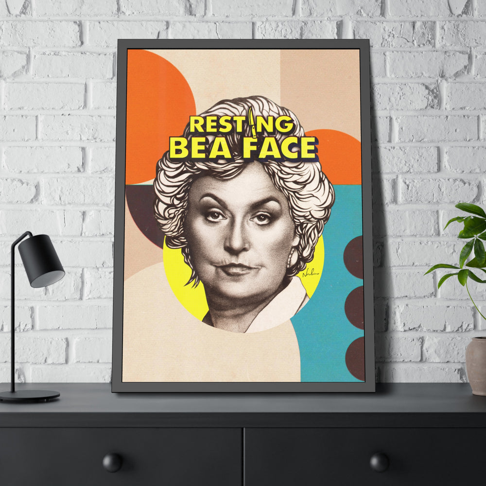 RESTING BEA FACE [Coloured-BG] - Framed Paper Posters