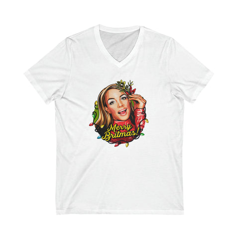 Merry Britmas!! - Unisex Jersey Short Sleeve V-Neck Tee