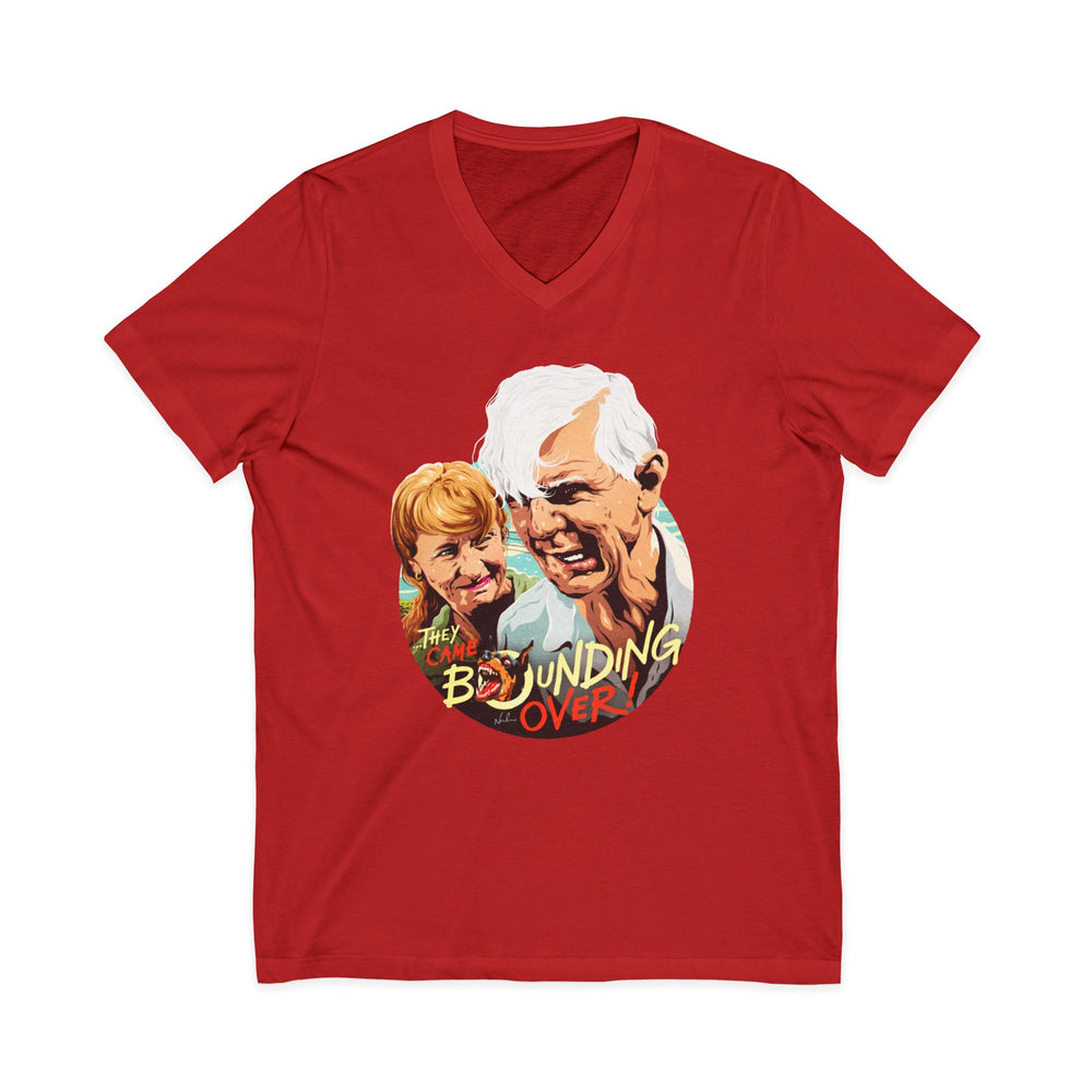 THEY CAME BOUNDING OVER! [US-Printed] - Unisex Jersey Short Sleeve V-Neck Tee