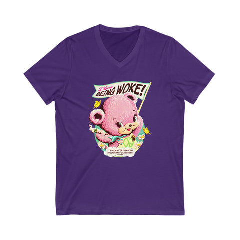 I Love Being Woke [US-Printed] - Unisex Jersey Short Sleeve V-Neck Tee