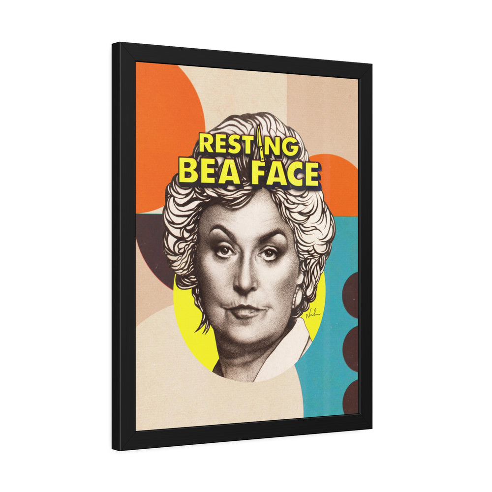 RESTING BEA FACE [Coloured-BG] - Framed Paper Posters