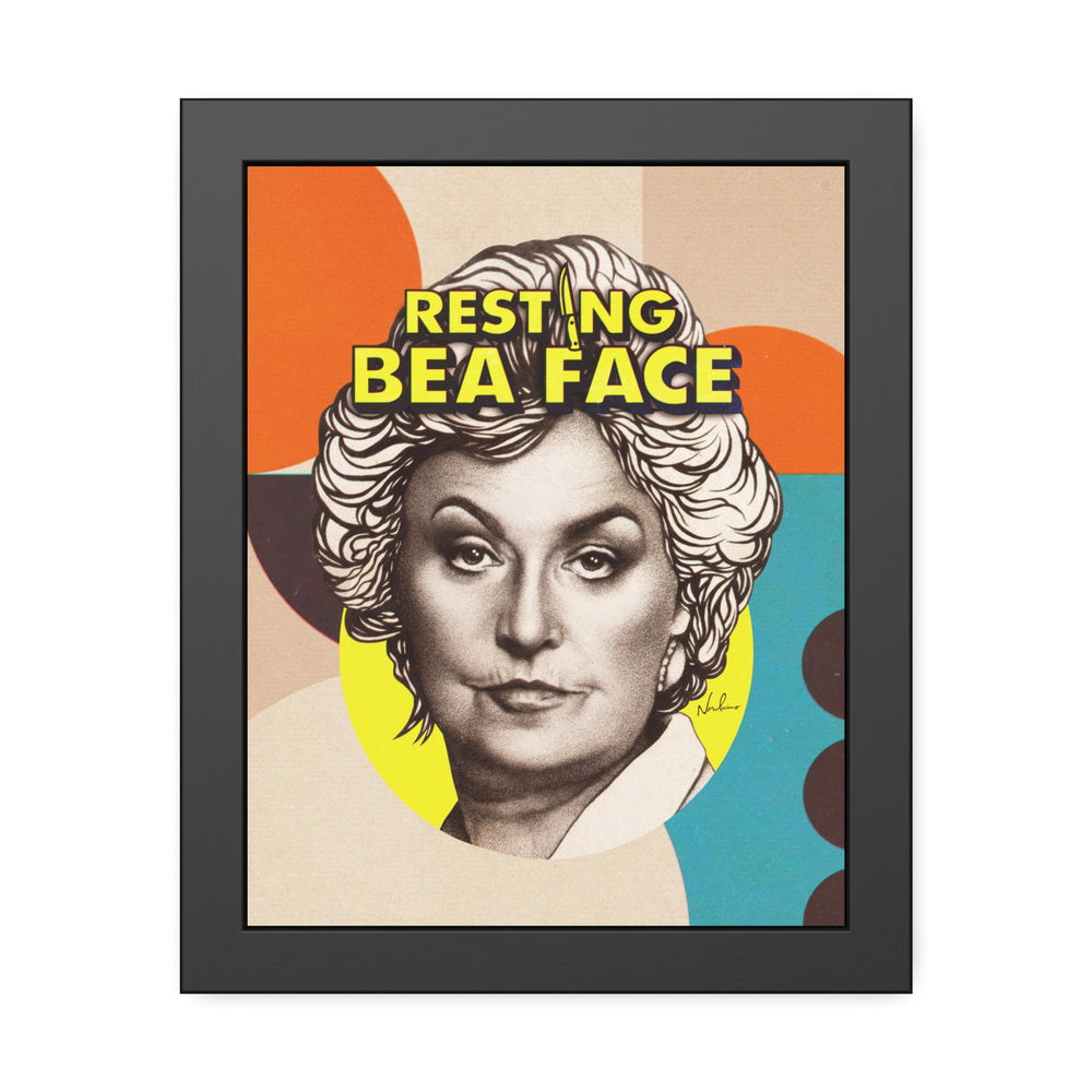 RESTING BEA FACE [Coloured-BG] - Framed Paper Posters