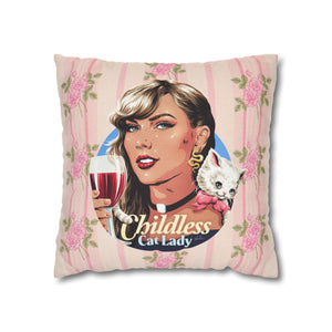 Childless Cat Lady - Spun Polyester Square Pillow Case 16x16" (Slip Only)