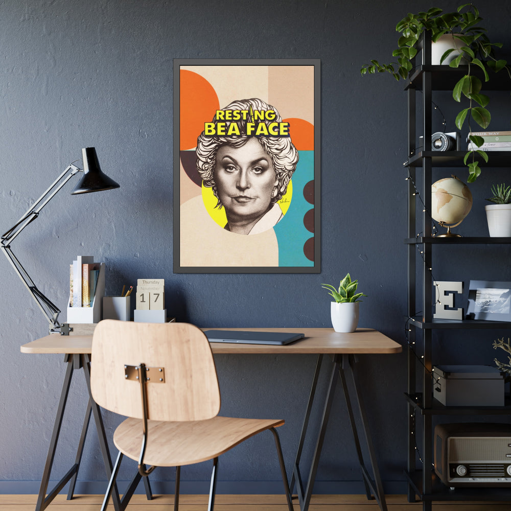 RESTING BEA FACE [Coloured-BG] - Framed Paper Posters