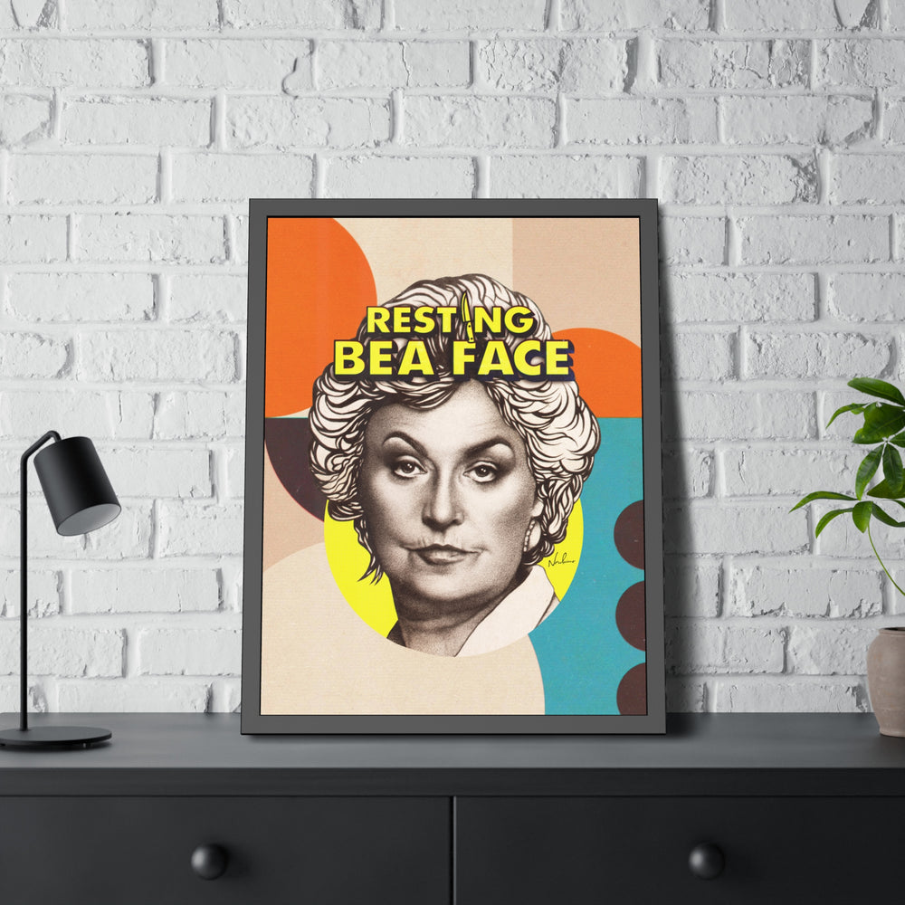 RESTING BEA FACE [Coloured-BG] - Framed Paper Posters