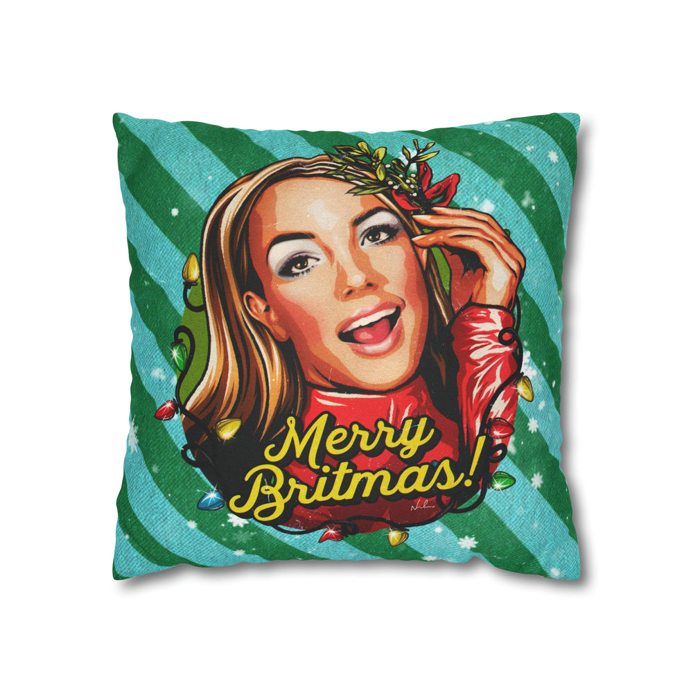 Merry Britmas! - Spun Polyester Square Pillow Case 16x16" (Slip Only)