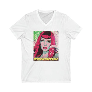 TENSION - Unisex Jersey Short Sleeve V-Neck Tee