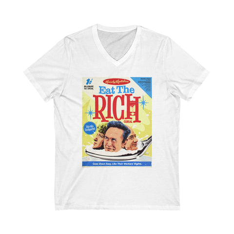 Eat The Rich [US-Printed] - Unisex Jersey Short Sleeve V-Neck Tee