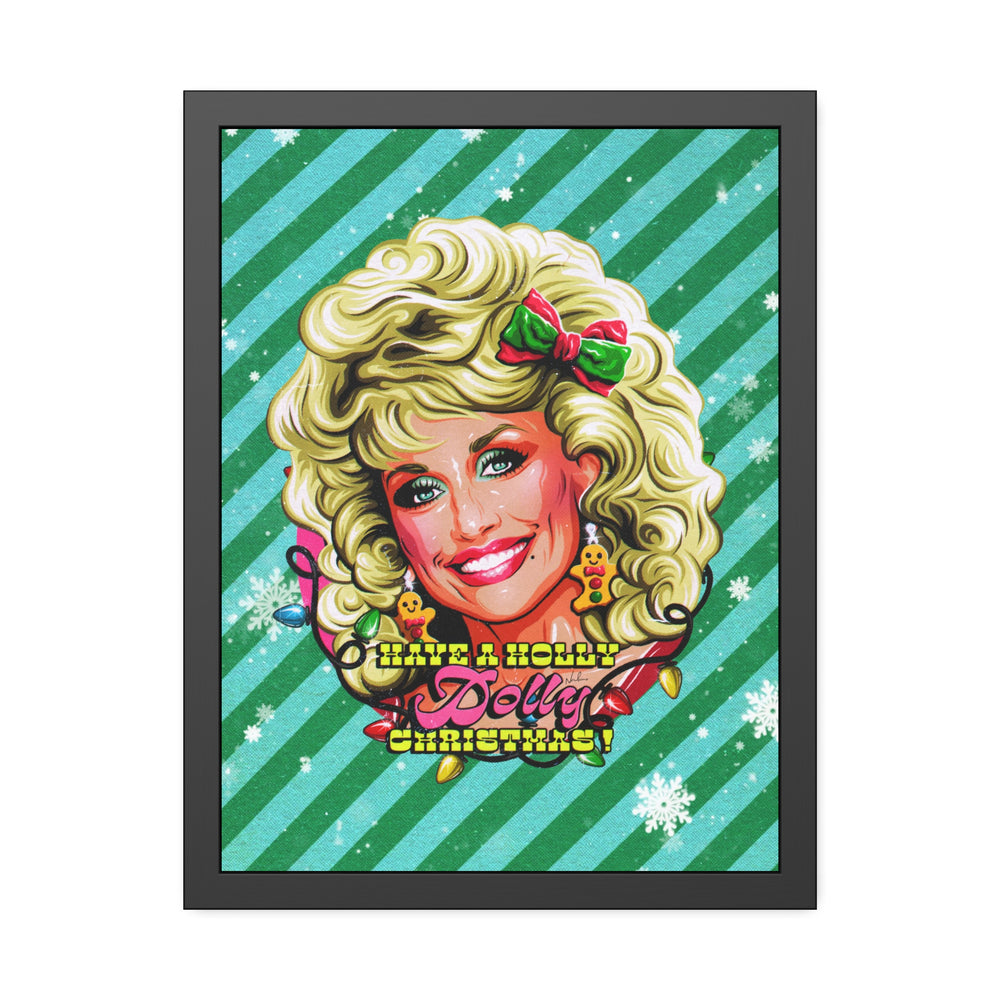 Have A Holly Dolly Christmas! [Coloured-BG] - Framed Paper Posters