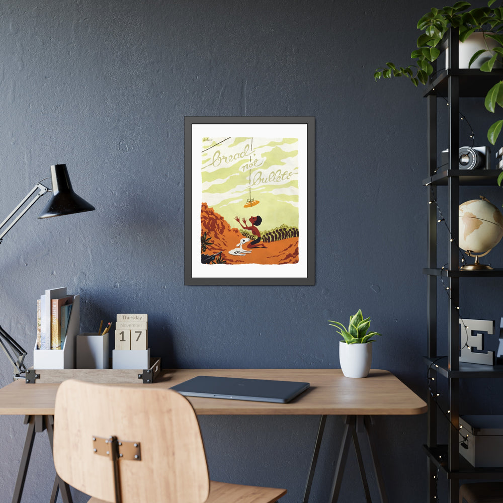 BREAD, NOT BULLETS [Coloured-BG] - Framed Paper Posters