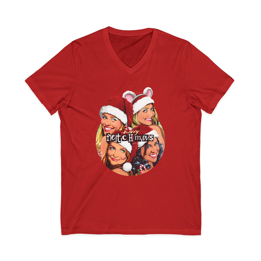 Merry Fetchmas! [US-Printed] - Unisex Jersey Short Sleeve V-Neck Tee