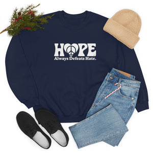 Hope Always Defeats Hate - Unisex Heavy Blend™ Crewneck Sweatshirt