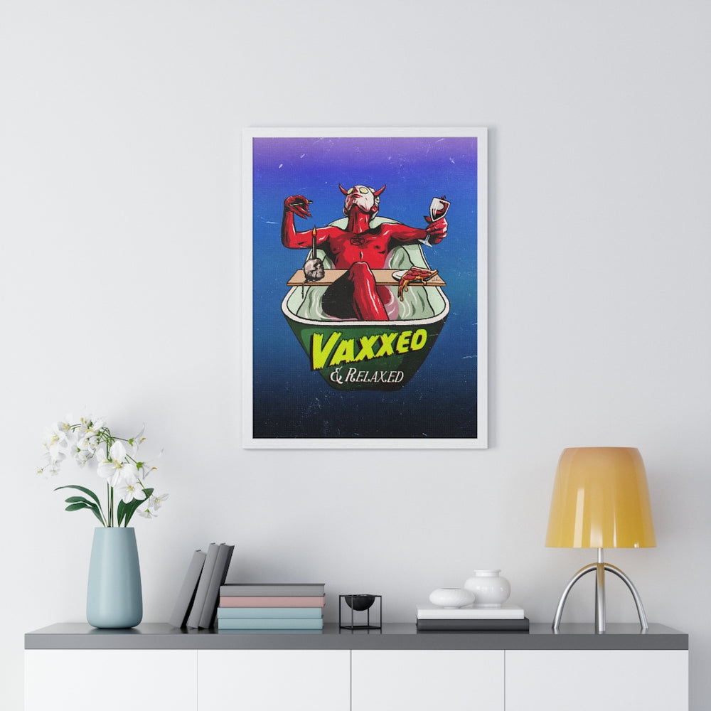 VAXXED + RELAXED [Coloured BG] - Premium Framed Vertical Poster