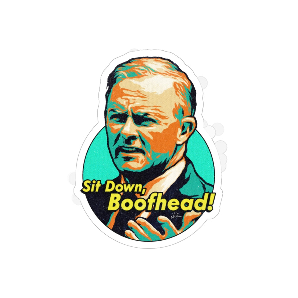 Sit Down, Boofhead! - Transparent Outdoor Stickers, Die-Cut, 1pcs
