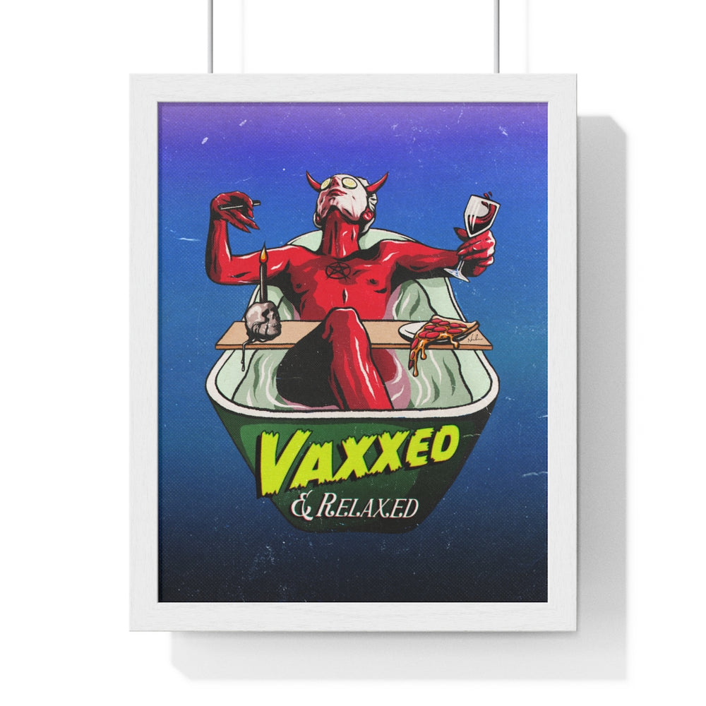 VAXXED + RELAXED [Coloured BG] - Premium Framed Vertical Poster