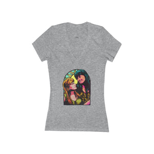 XENA X GABRIELLE - Women's Jersey Short Sleeve Deep V-Neck Tee