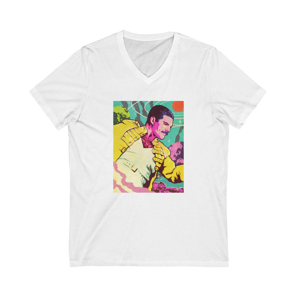 GALACTIC FREDDIE - Unisex Jersey Short Sleeve V-Neck Tee