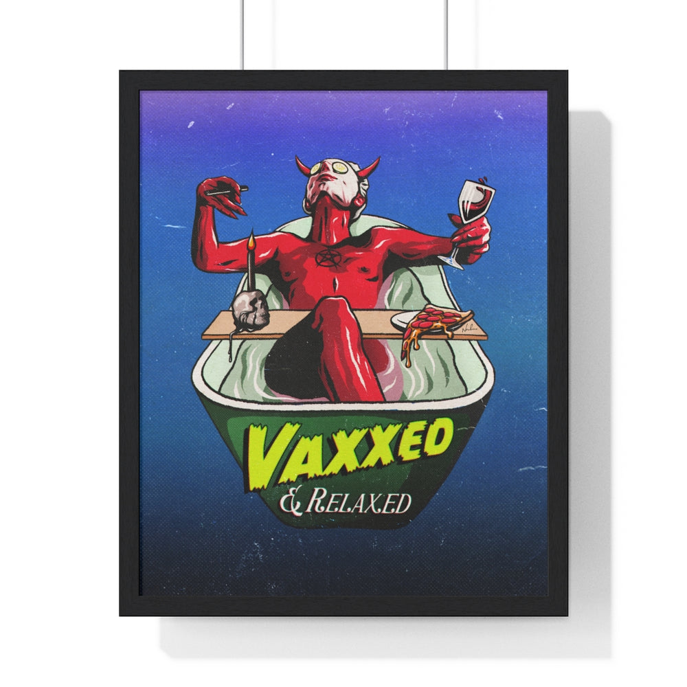 VAXXED + RELAXED [Coloured BG] - Premium Framed Vertical Poster