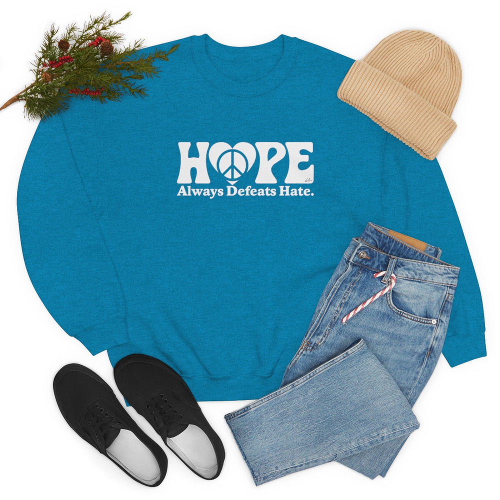 Hope Always Defeats Hate - Unisex Heavy Blend™ Crewneck Sweatshirt