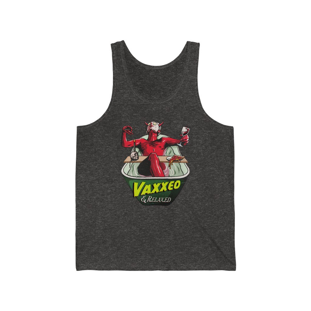 VAXXED + RELAXED - Unisex Jersey Tank - Unisex Jersey Tank