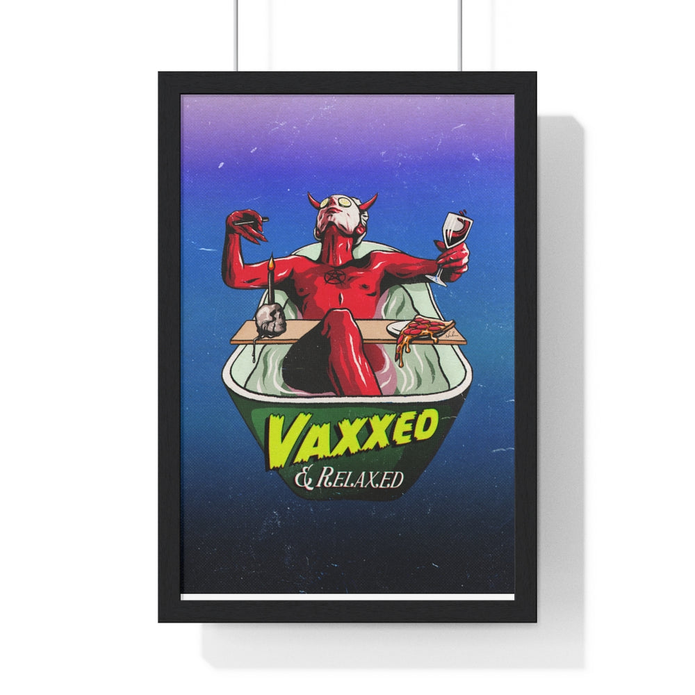 VAXXED + RELAXED [Coloured BG] - Premium Framed Vertical Poster