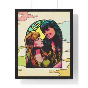 XENA X GABRIELLE [Coloured BG] - Premium Framed Vertical Poster