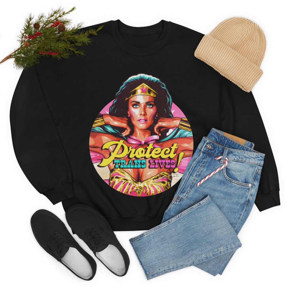 PROTECT TRANS LIVES [Australian-Printed] - Unisex Heavy Blend™ Crewneck Sweatshirt