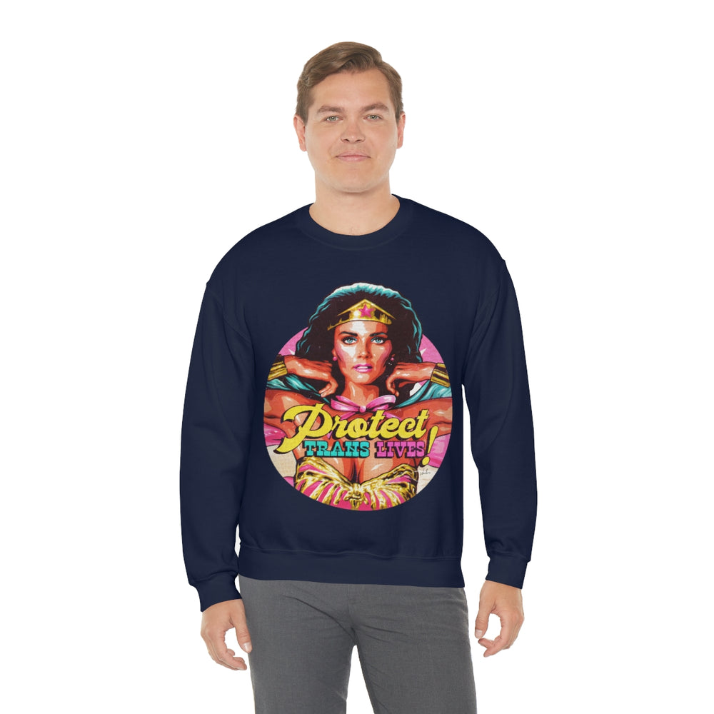 PROTECT TRANS LIVES [Australian-Printed] - Unisex Heavy Blend™ Crewneck Sweatshirt