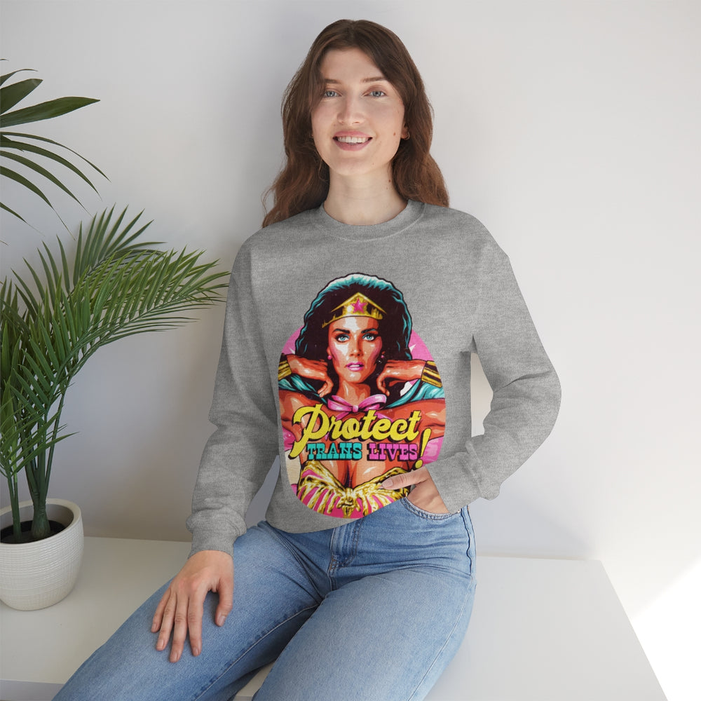 PROTECT TRANS LIVES [Australian-Printed] - Unisex Heavy Blend™ Crewneck Sweatshirt