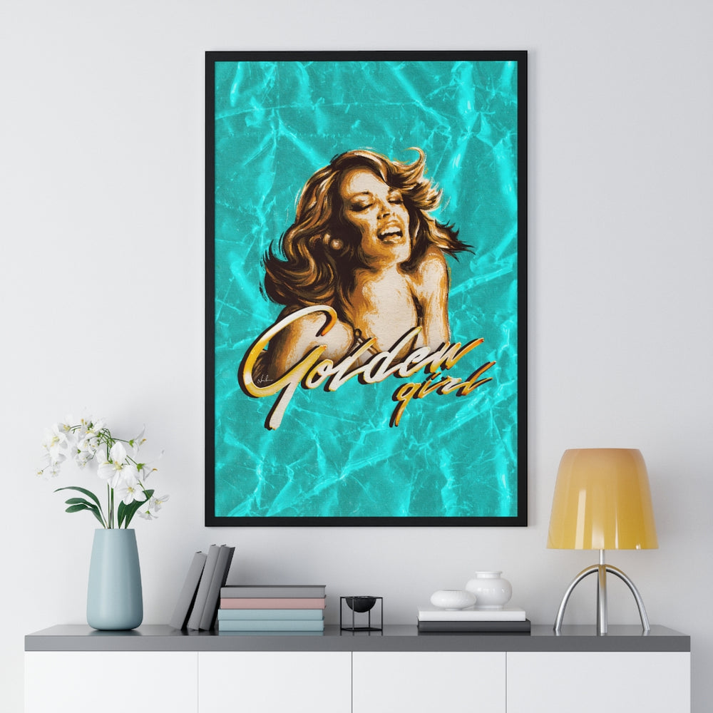 Golden Girl [Coloured BG] - Premium Framed Vertical Poster