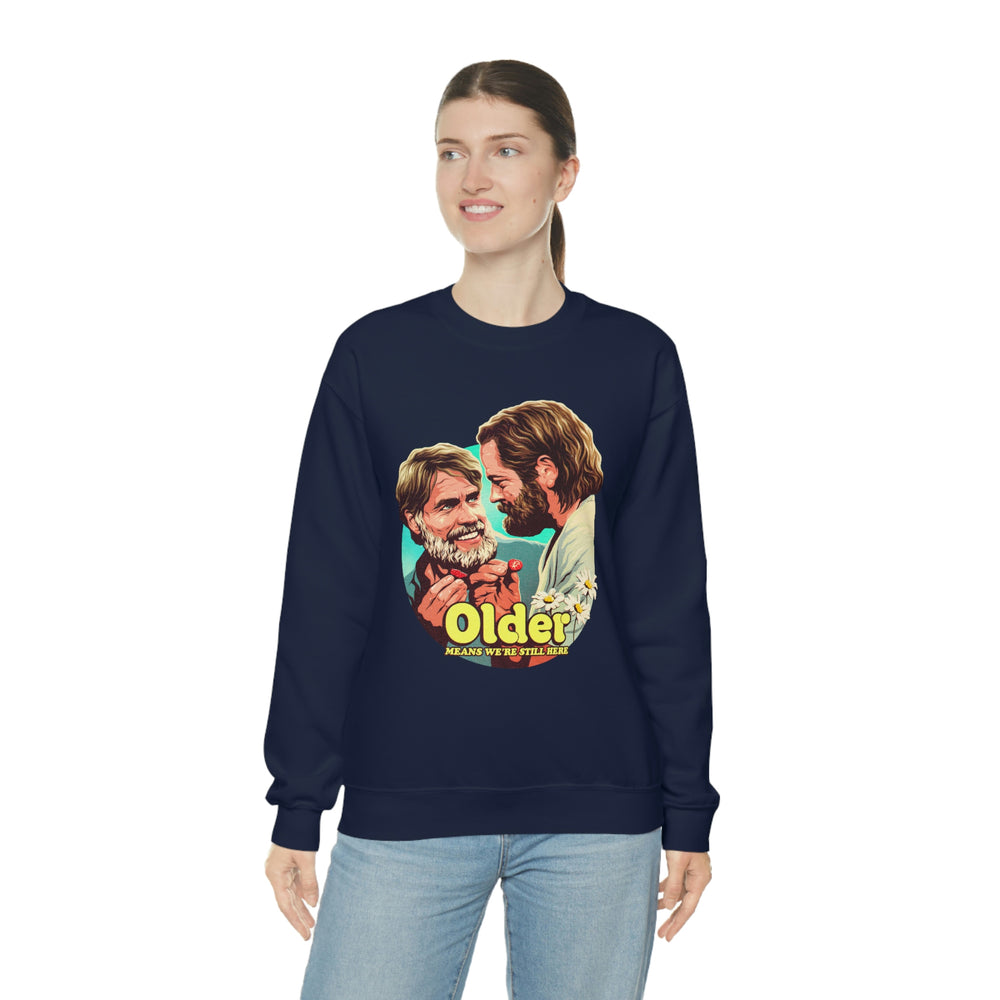 Older Means We're Still Here [Australian-Printed] - Unisex Heavy Blend™ Crewneck Sweatshirt