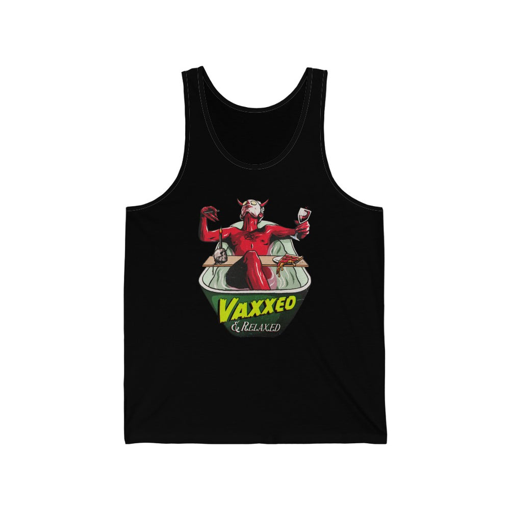 VAXXED + RELAXED - Unisex Jersey Tank - Unisex Jersey Tank