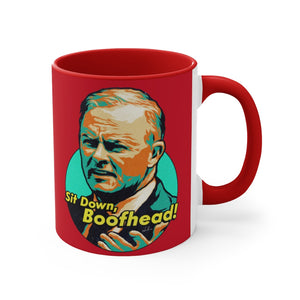 Sit Down, Boofhead! [Red Version] - 11oz Accent Mug (Australian Printed)