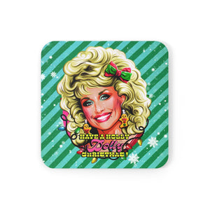 Have A Holly Dolly Christmas! - Cork Back Coaster