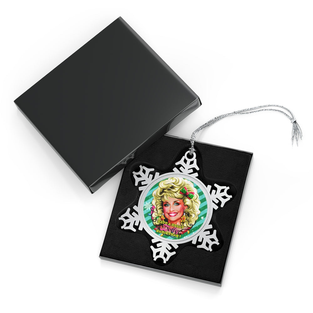 Have A Holly Dolly Christmas! - Pewter Snowflake Ornament