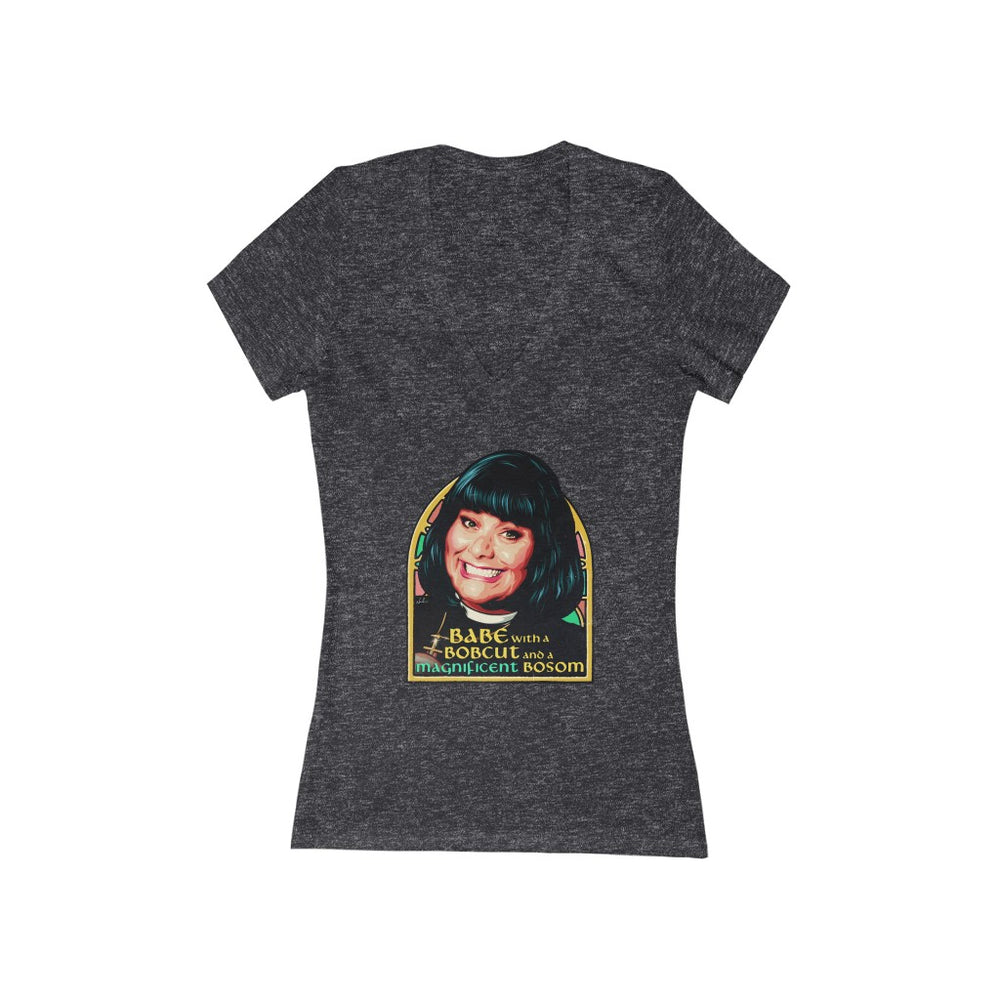 Babe With A Bobcut And A Magnificent Bosom - Women's Jersey Short Sleeve Deep V-Neck Tee