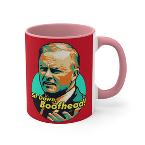 Sit Down, Boofhead! [Red Version] - 11oz Accent Mug (Australian Printed)