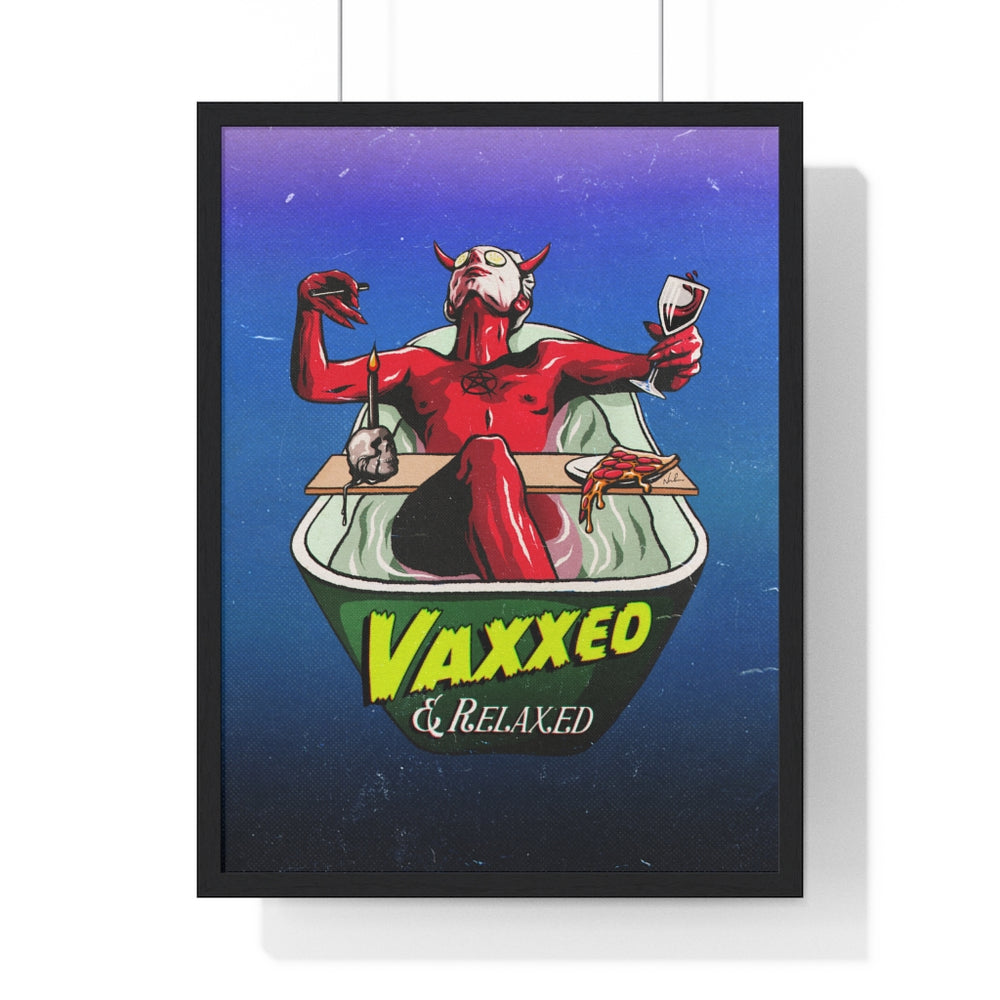 VAXXED + RELAXED [Coloured BG] - Premium Framed Vertical Poster