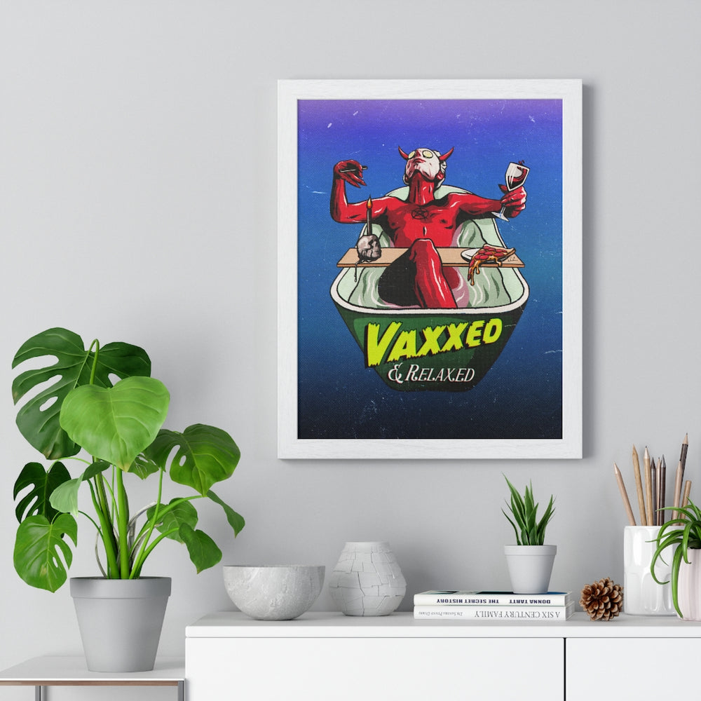 VAXXED + RELAXED [Coloured BG] - Premium Framed Vertical Poster