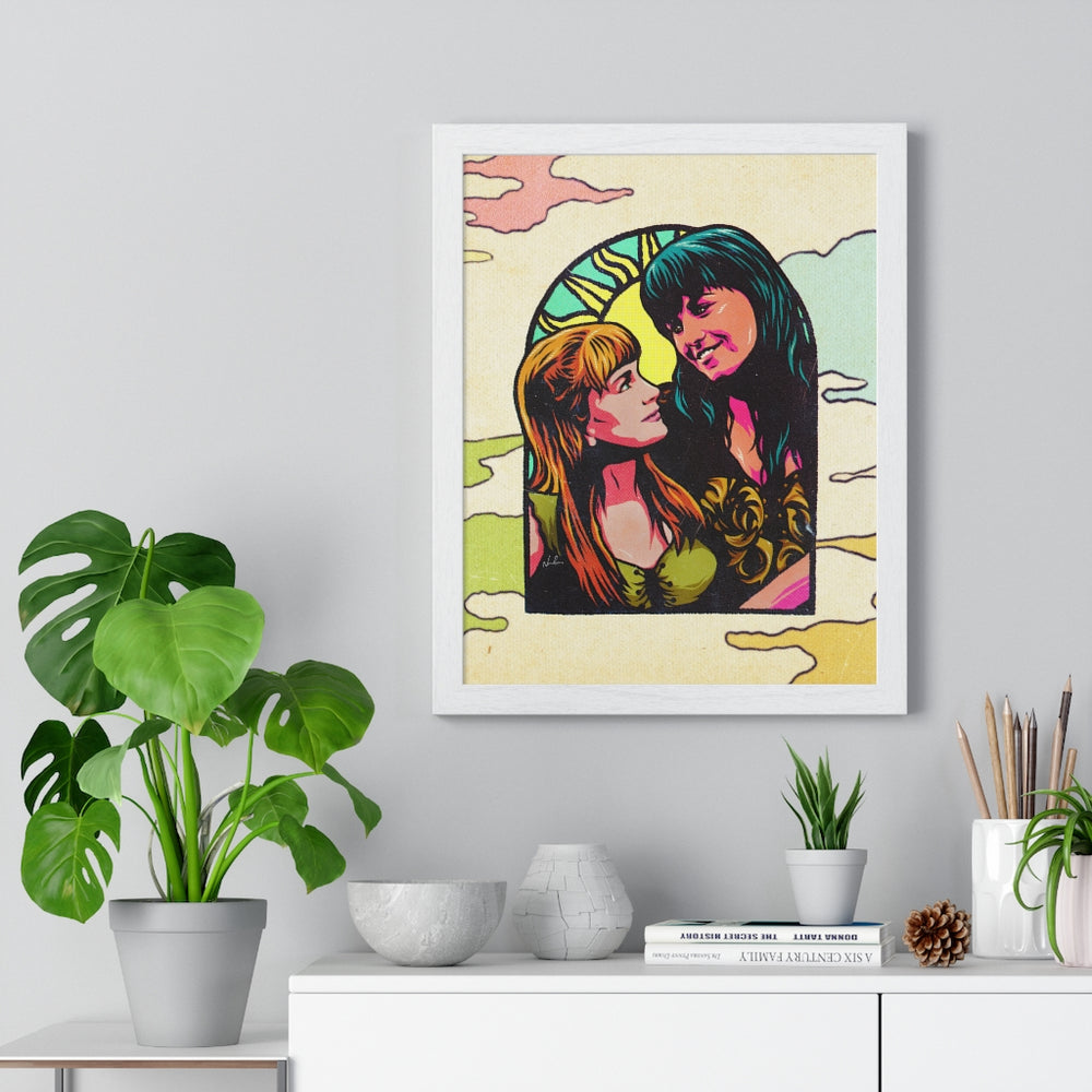 XENA X GABRIELLE [Coloured BG] - Premium Framed Vertical Poster