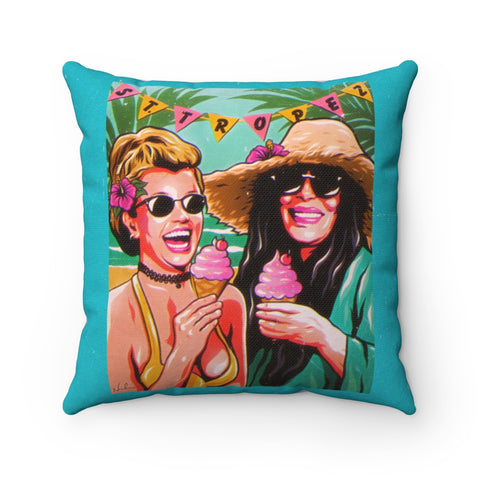 Ice Cream In St Tropez - Spun Polyester Square Pillow Case 16x16" (Slip Only)