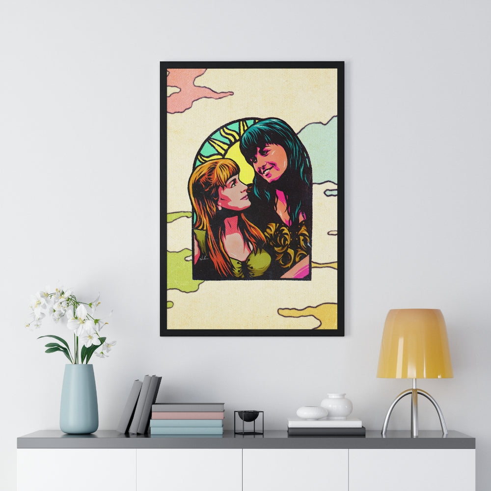XENA X GABRIELLE [Coloured BG] - Premium Framed Vertical Poster