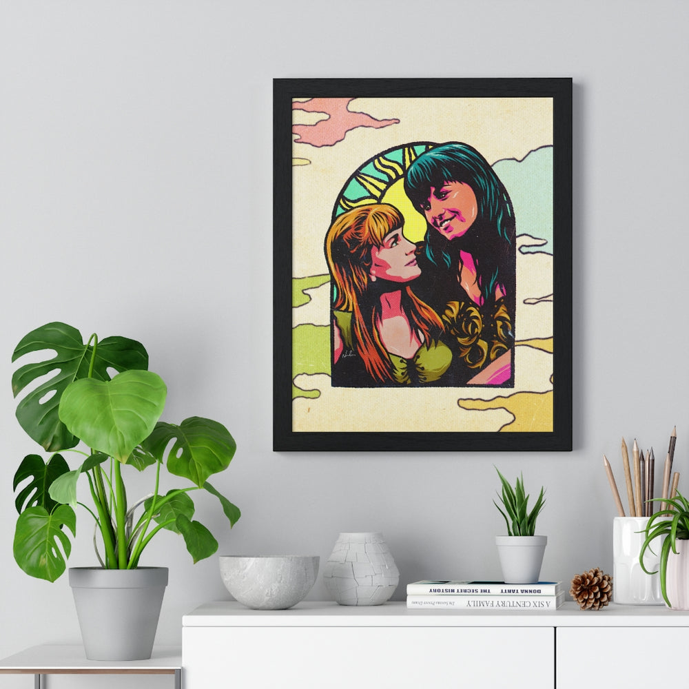 XENA X GABRIELLE [Coloured BG] - Premium Framed Vertical Poster