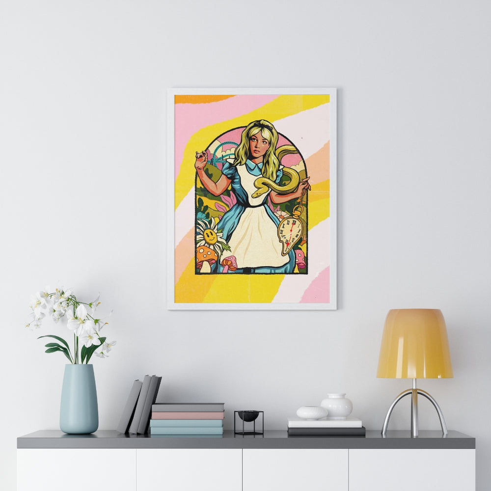 Down The Rabbit Hole (Coloured-BG) - Premium Framed Vertical Poster