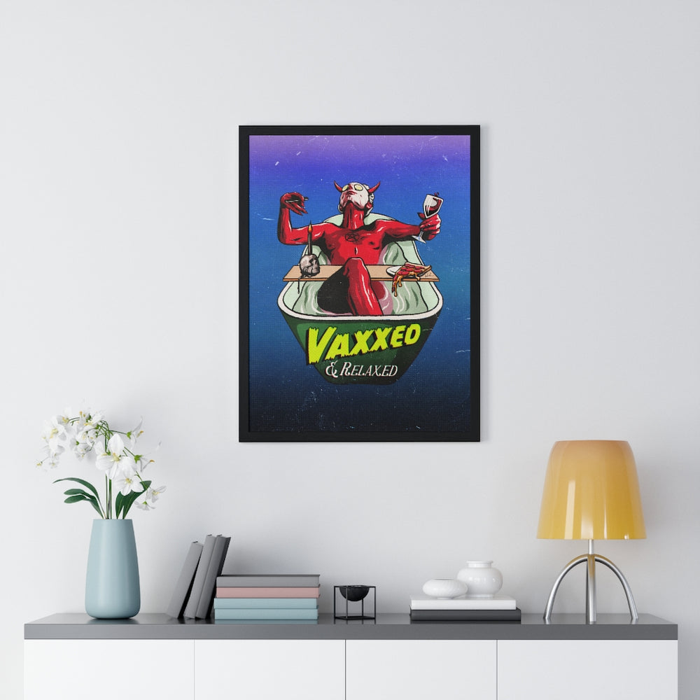 VAXXED + RELAXED [Coloured BG] - Premium Framed Vertical Poster